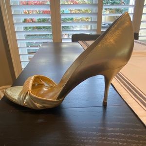 Golden shoes size 39, worn once.. Brand: Dune